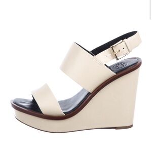 Tory Burch Ivory Wedge Sandals
